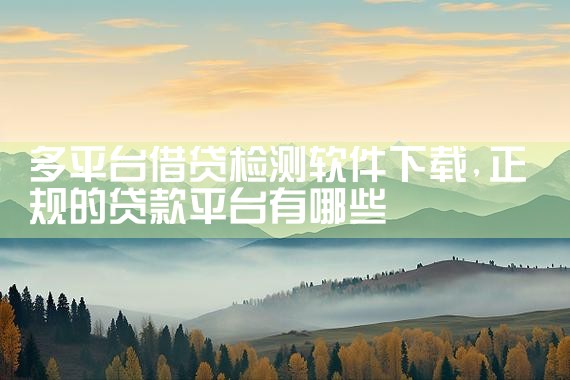 多平台借贷检测软件下载